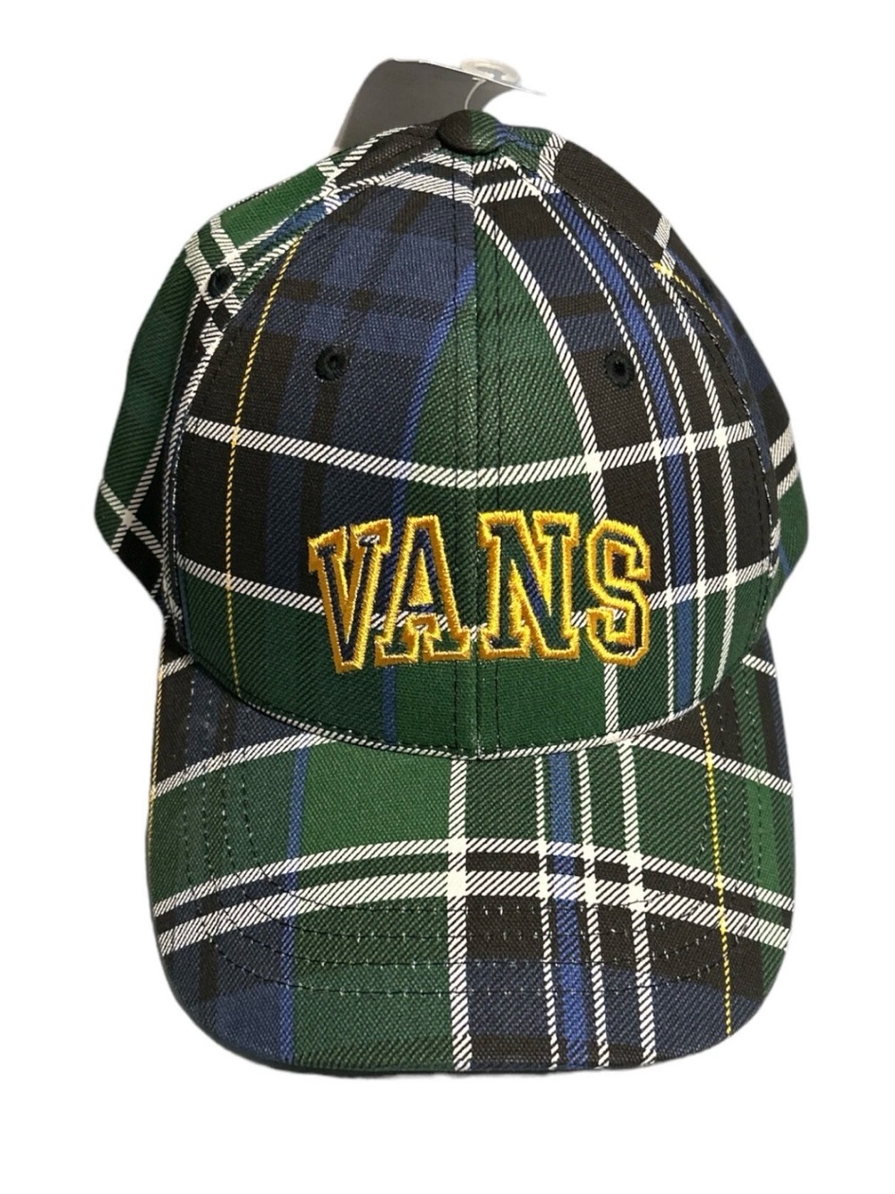 Vans Green Navy Black Plaid Cap with Yellow Embroidered Logo